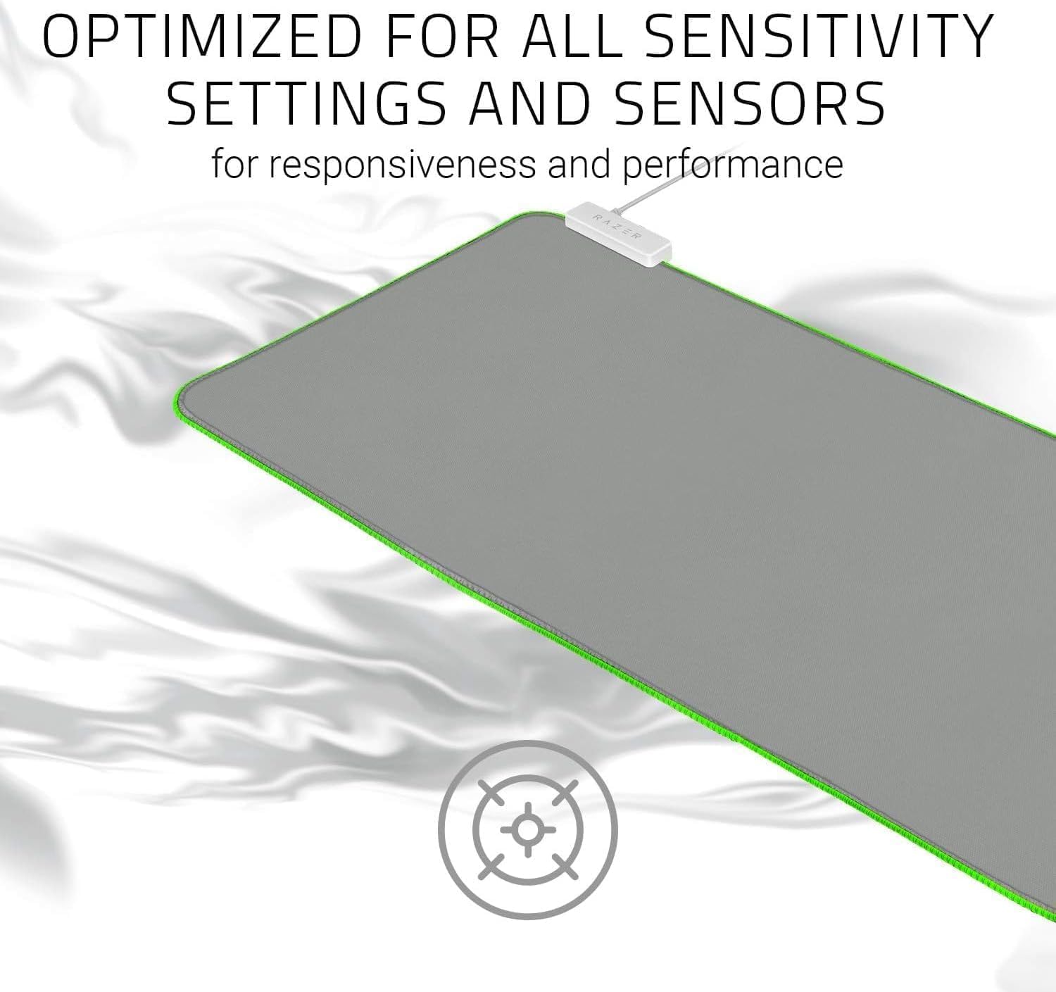 Detalle de Razer Goliathus Extended Chroma (Mercury) : tapis de souris gaming XXL avec RGB Chroma