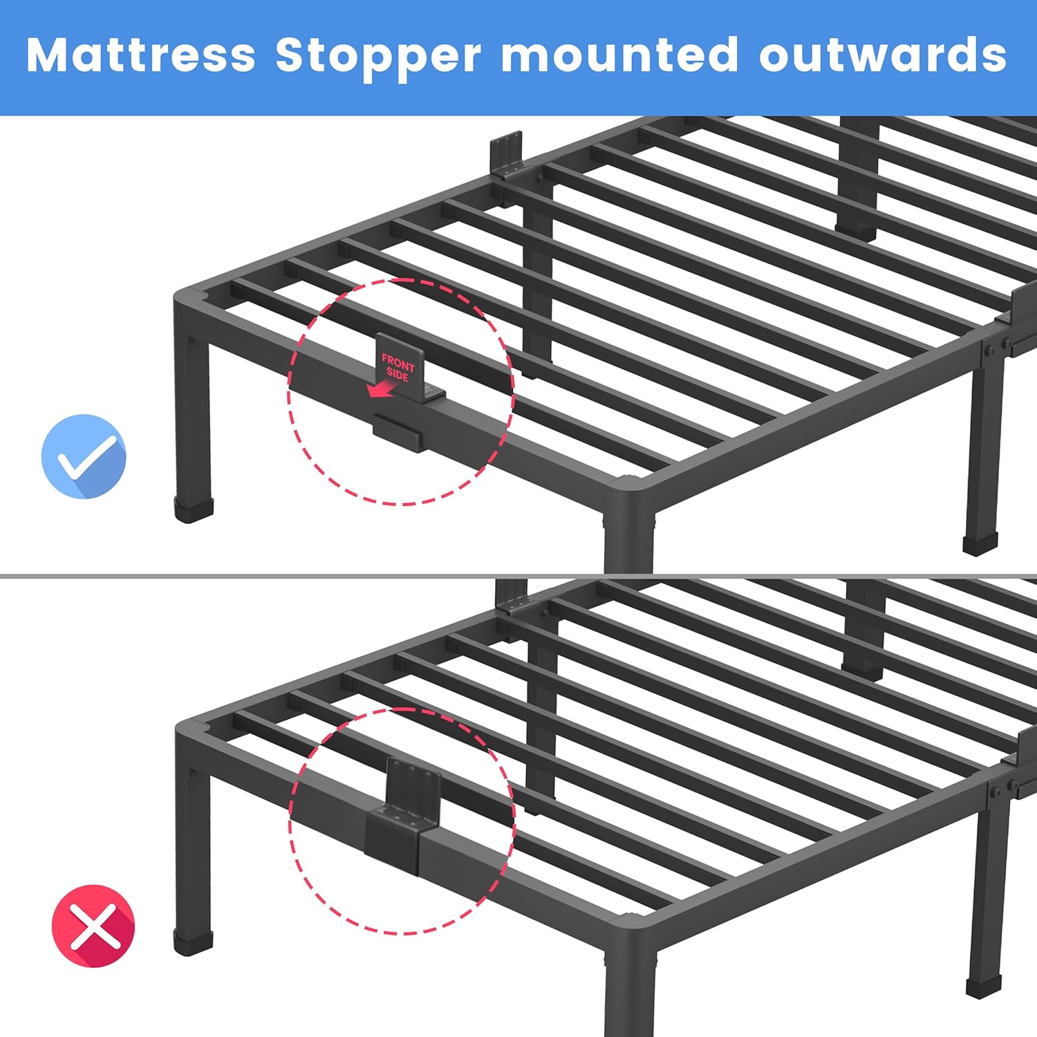 Thumbnail 6 de MAF 10 Inch Twin Size Metal Platform Bed Frame with Round Corner Legs