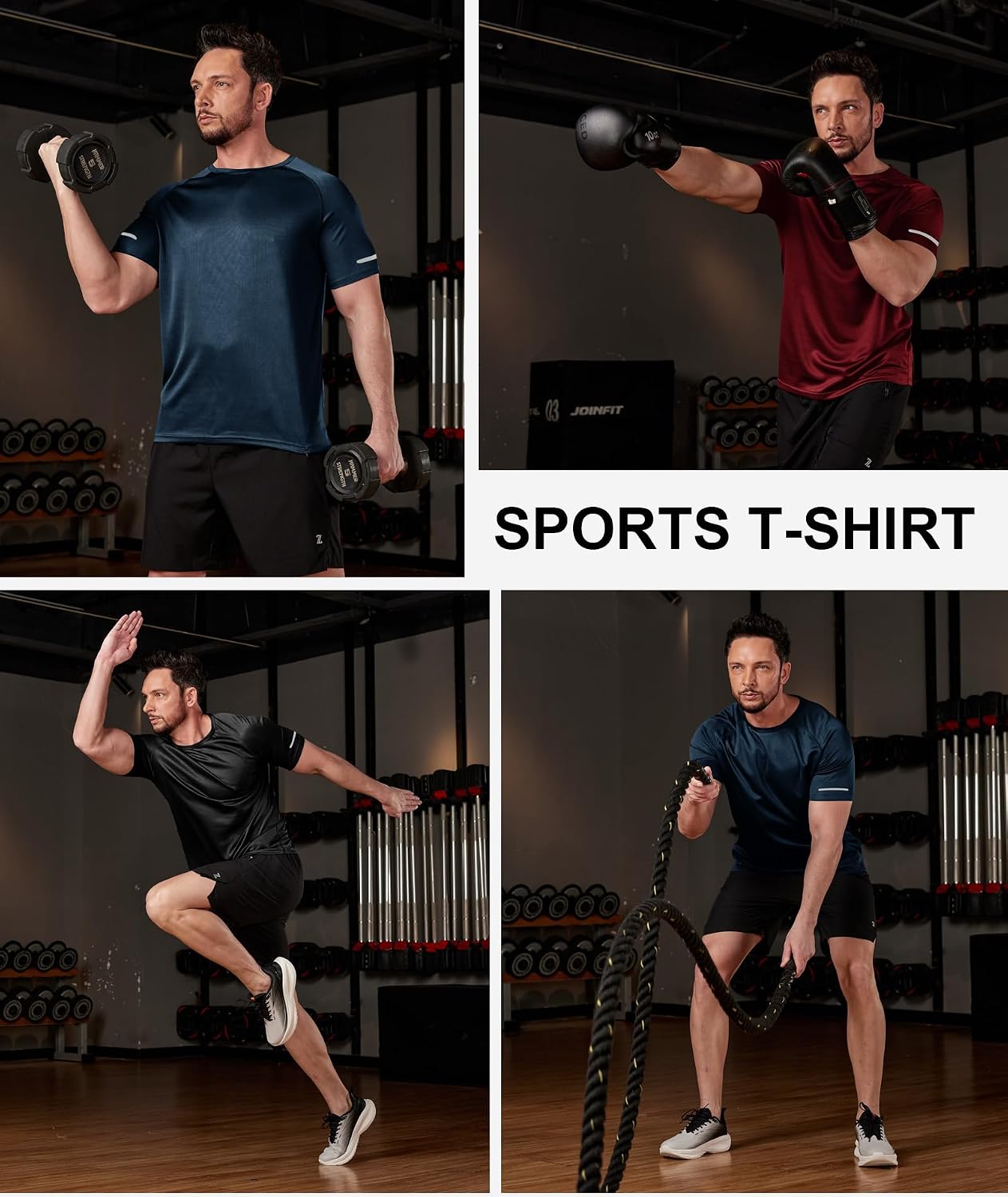 Detalle de ZITY 3 Pezzi T-Shirt Uomo Sportive – Set da 3 magliette leggere, traspiranti e ad asciugatura rapida