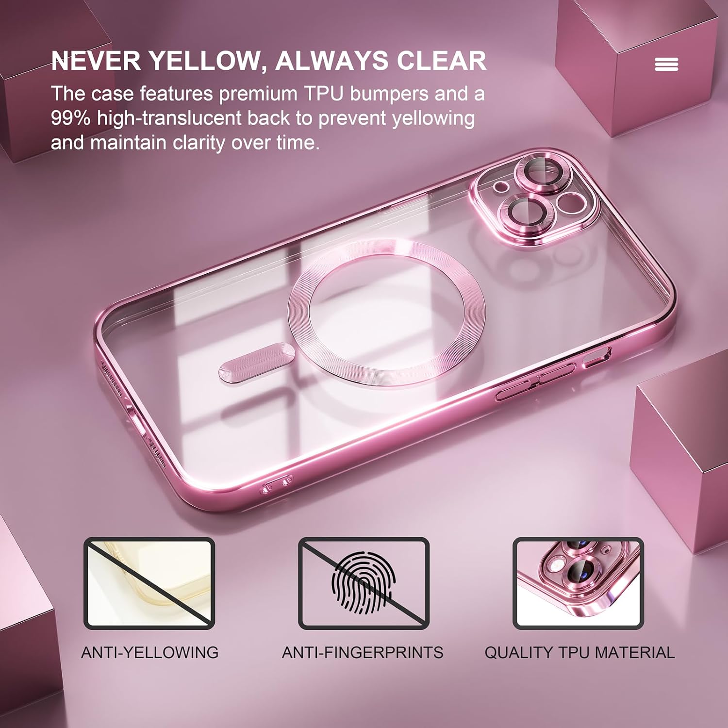 Detalle de Misea iPhone 15 Plus MagSafe Clear Case, military drop protection