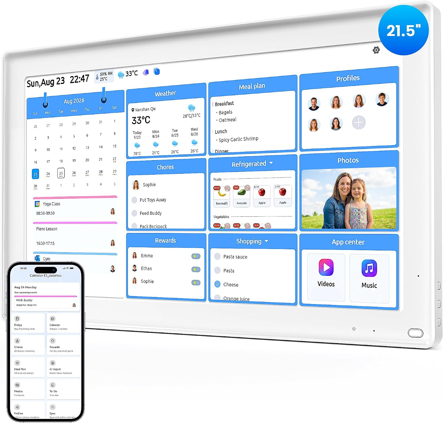 Detalle de Everblog E1 HomeCal 21.5-Inch Digital Family Calendar with Touchscreen