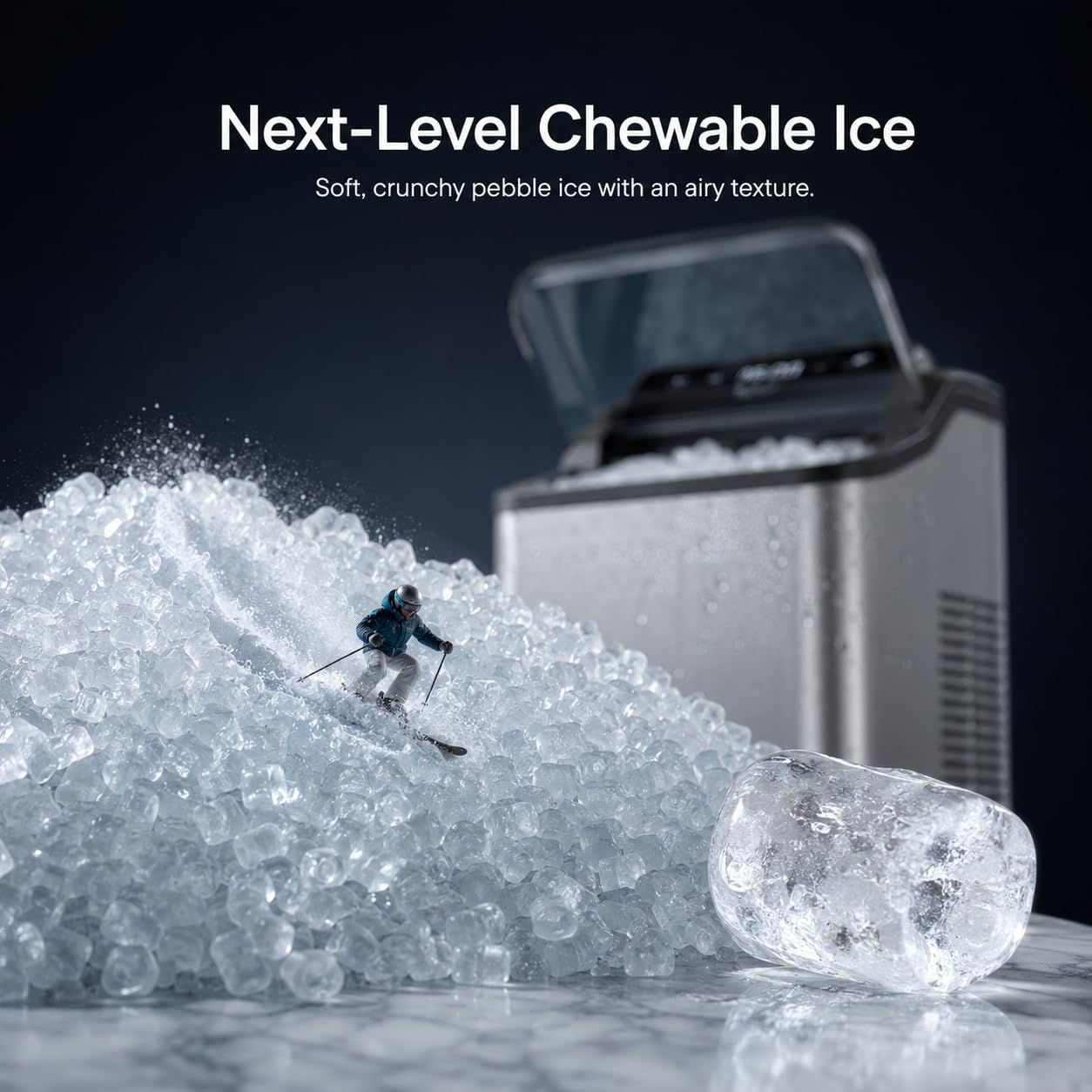 Detalle de Typhur CM03 Nugget Ice Maker, 35 lb Daily Output, Self-Cleaning Pump