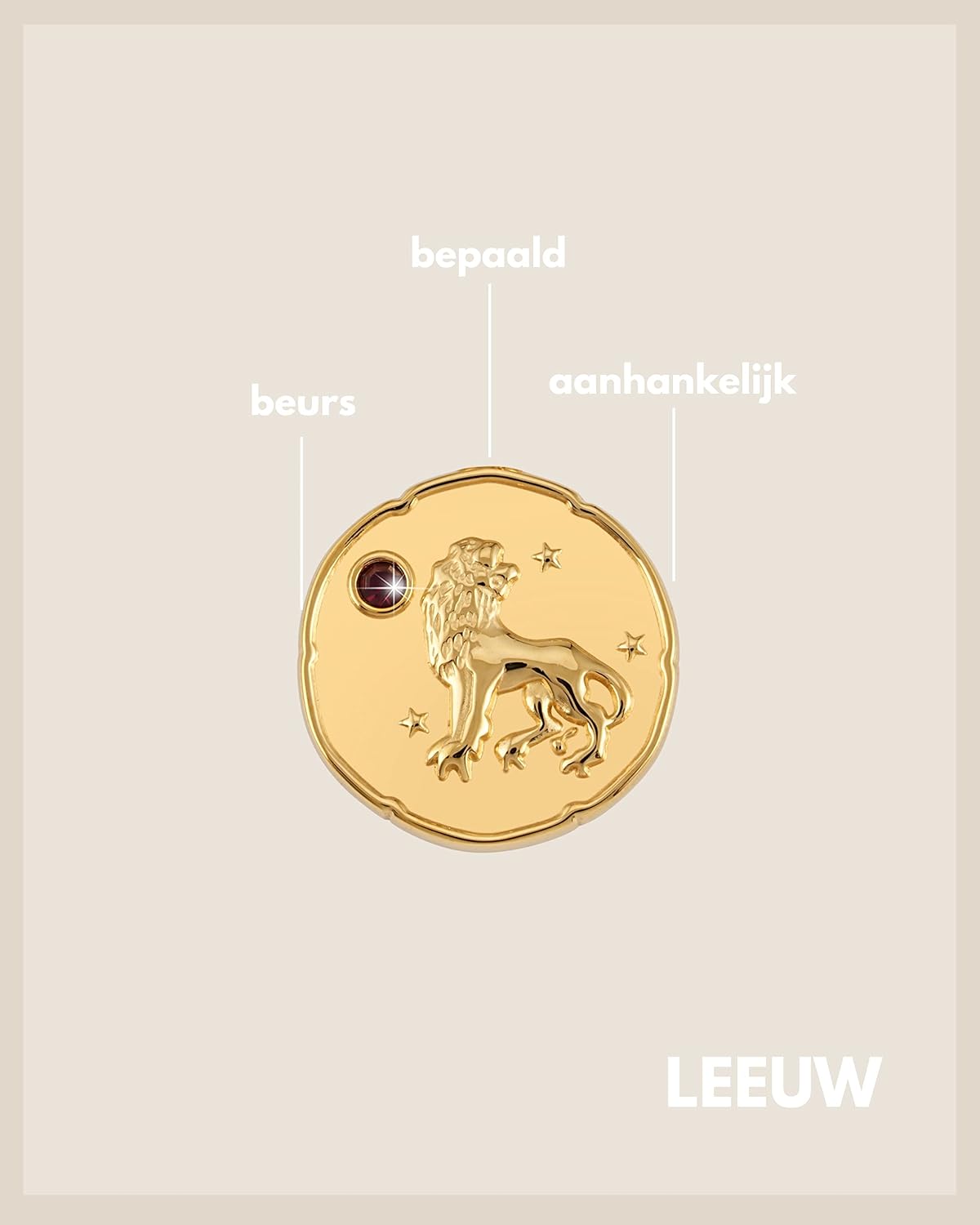 Detalle de GOOD.designs dierenriemketting met geboortesteen, 18K verguld roestvrij staal