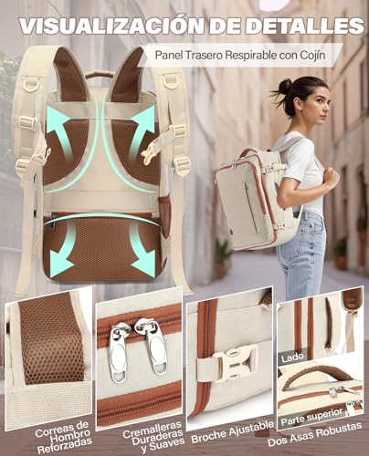 Detalle de Mochila VANKEV Viaje Cabina 40x20x25 cm (20L) para Ryanair: cabina eficiente para portátil de 14