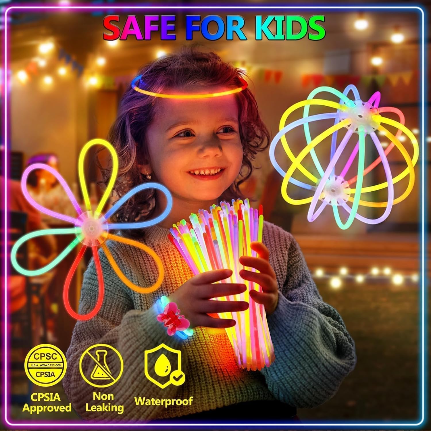 Thumbnail 3 de BUDI 467Pcs Glow Sticks Party Kit: 200 Glow Sticks (8 colors, 8 inch) + 267 Connectors for Necklaces, Bracelets, Glasses