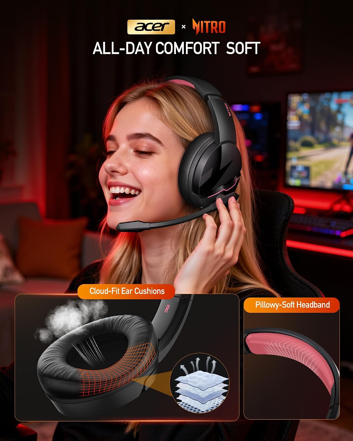 Detalle 2 de Acer Wireless Gaming Headset (PS5) with 2.4GHz and Bluetooth 5.3