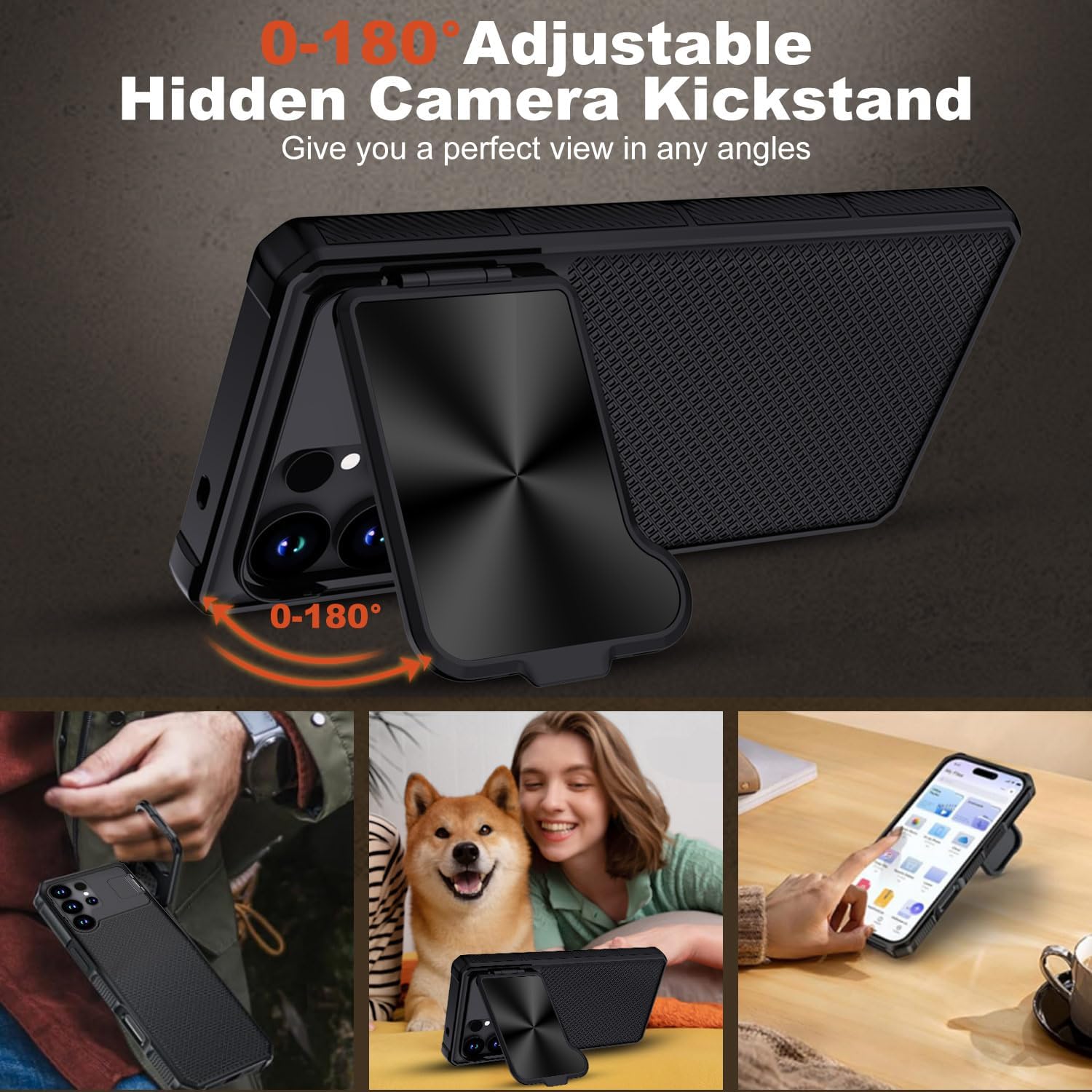 Detalle de XTCASE Cover Magnetica per Samsung Galaxy S25 Ultra 5G – Custodia con Protezione Fotocamera Scorrevole e Supporto Regolabile