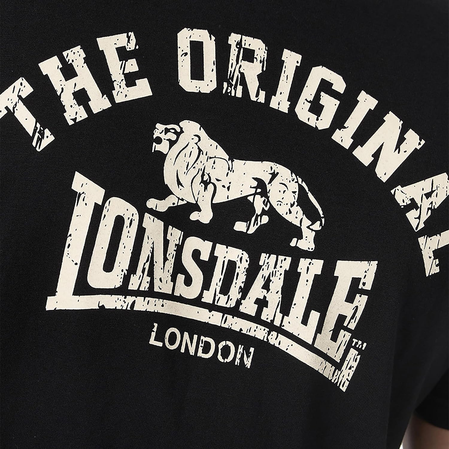 Detalle de Lonsdale Slim Fit Original långärmad T-shirt med flocktryck på bröstet