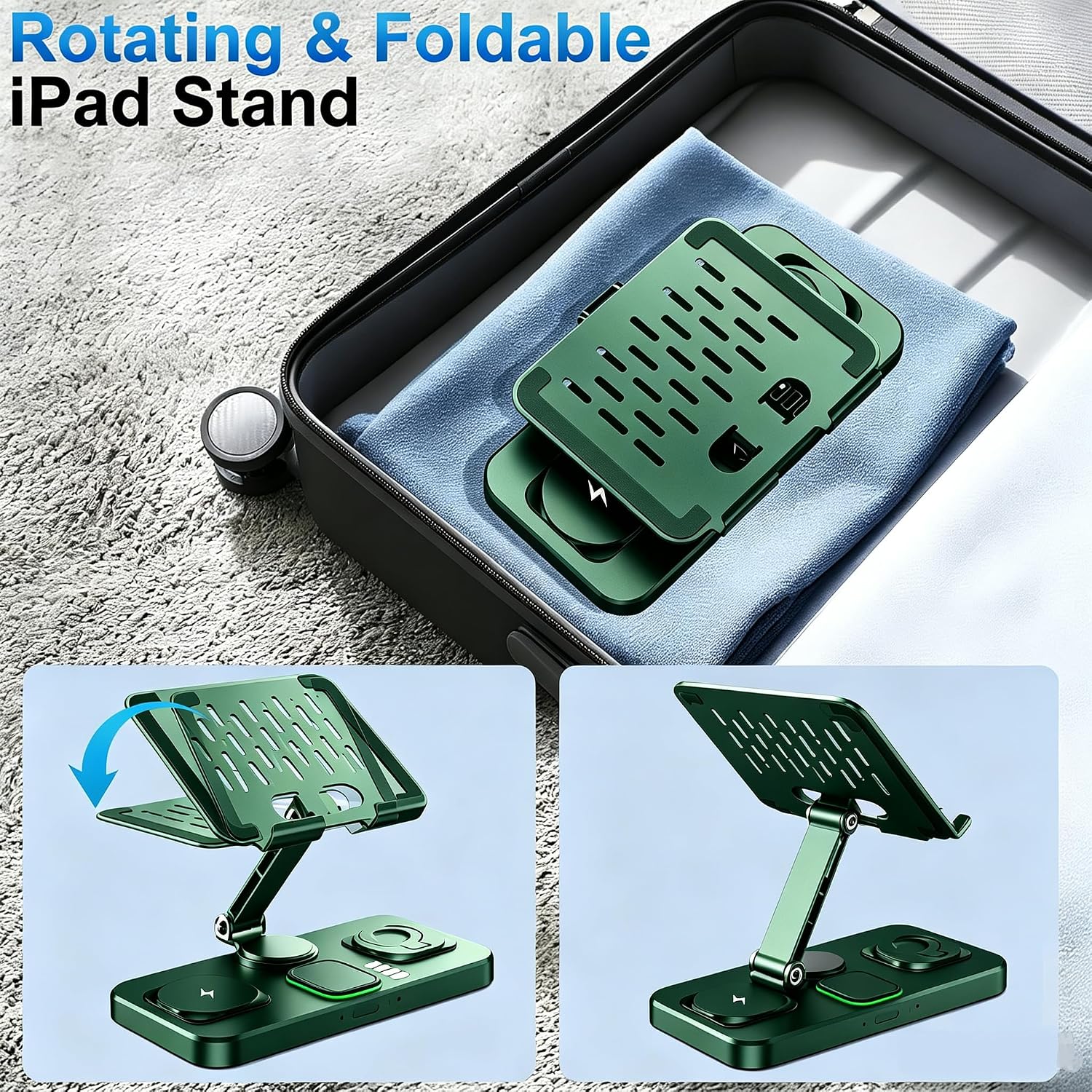 Thumbnail 6 de Opinta 6-in-1 Wireless Charging Station with Foldable iPad Stand, Clock & Light