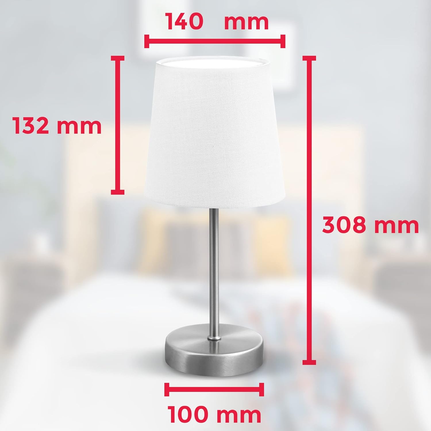 Thumbnail 6 de B.K.Licht Nachttischlampe mit Kabelschalter, E14 – Stoffschirm, Tischleuchte für Schreibtisch und Büro