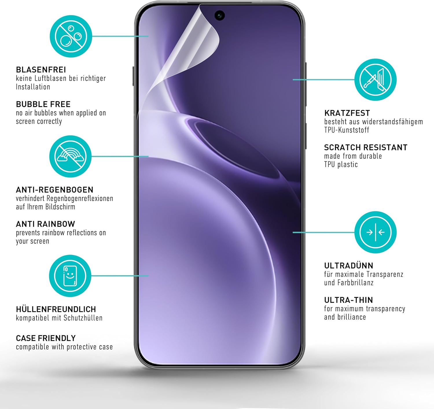 Detalle 1 de SmarTect TPU Screen Protector for Vivo X300 Pro, 2-Pack, Clear Full Coverage