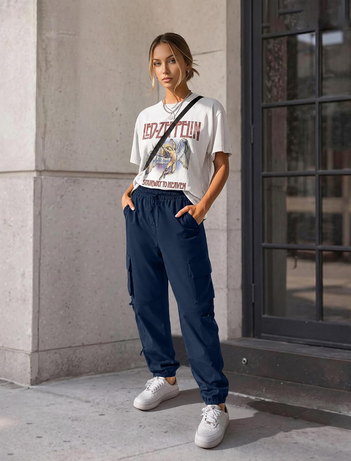 Detalle de COPYLEAF Women's Cargo Pants with Six Pockets