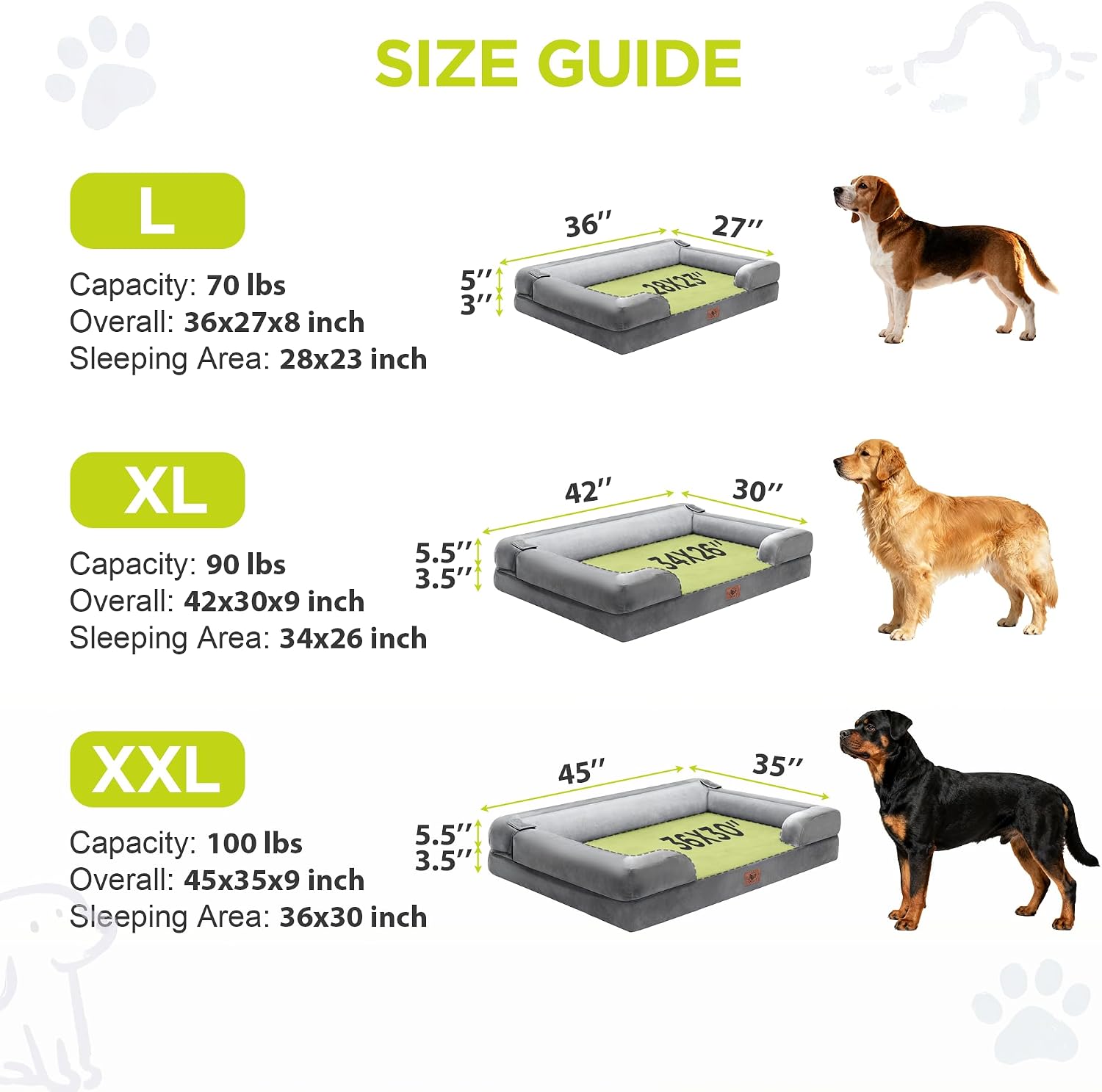 Detalle de Song Puppy SP11 Large Dog Bed, Orthopedic Memory Foam, Waterproof, Gray
