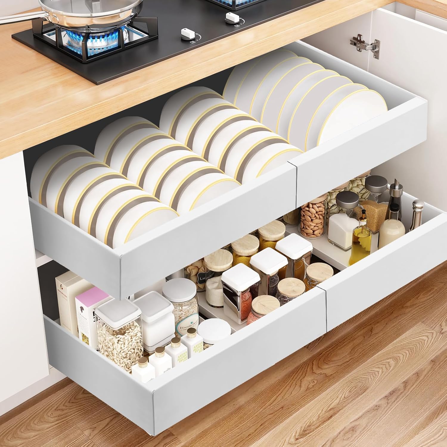 Detalle 1 de Cozary Retractable Pull Out Drawer – teleskopowa szuflada kuchenna 32–52 cm