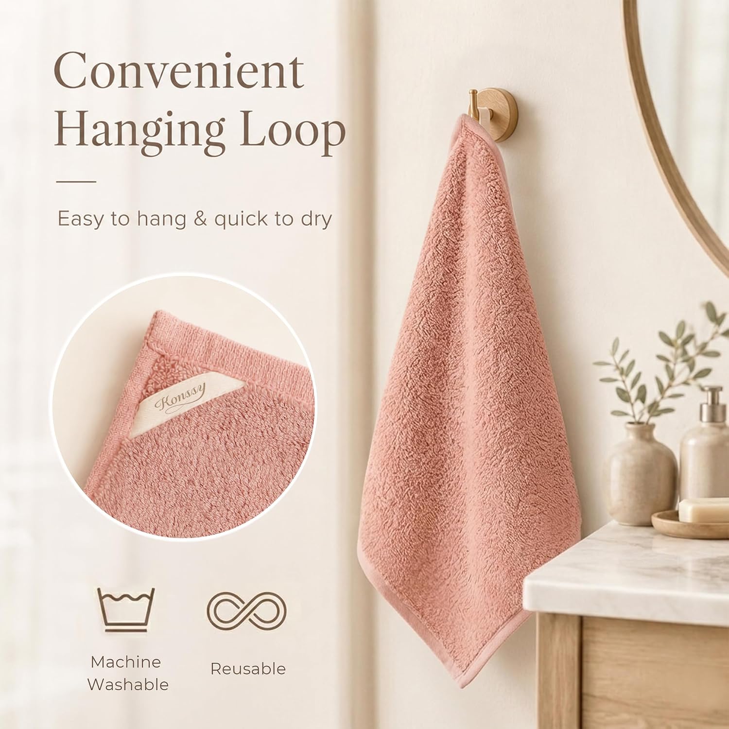 Detalle 1 de Konssy Maoquan-Xiezhuangjin 6-Pack Cotton Terry Face Cloths, 12 x 12 Inches