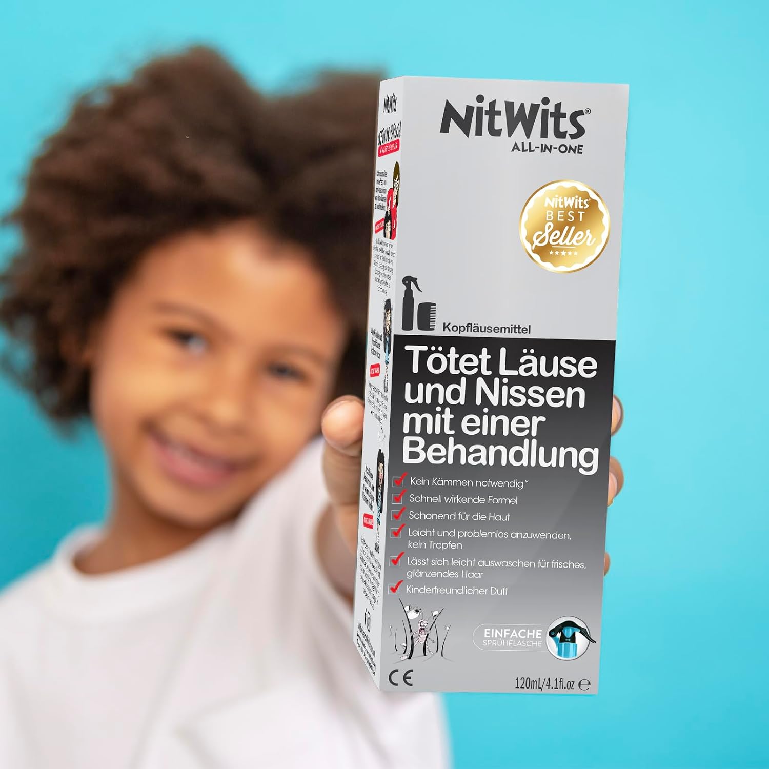 Detalle de NitWits All-In-One Läusespray – 120 ml mit Kamm gegen Kopfläuse (20 Min.)