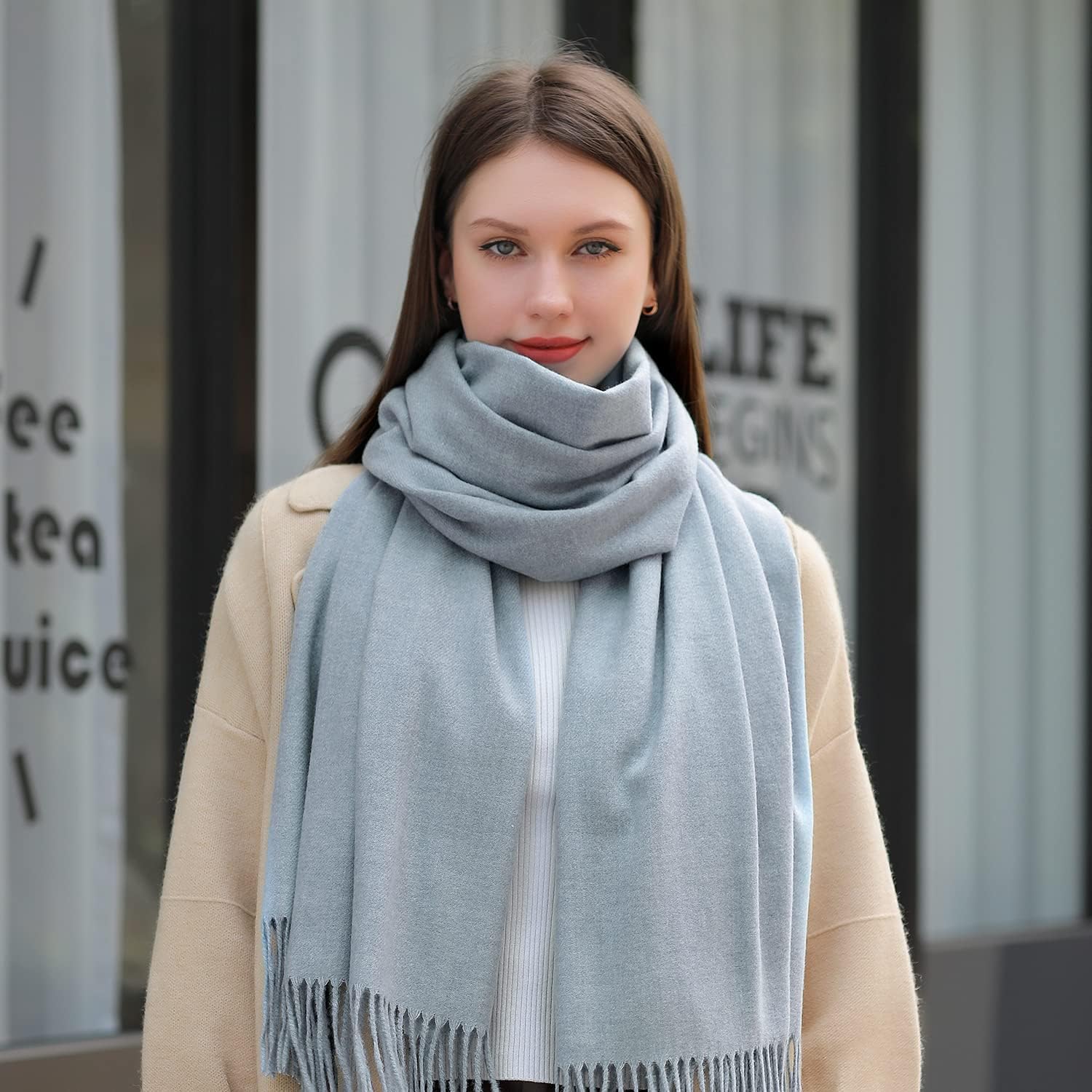 Detalle de DonDon Écharpe femme hiver chaud et large – Châle Etole 200 × 70 cm