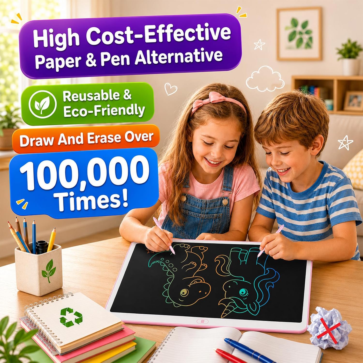 Thumbnail 2 de KOKODI 16 Inch LCD Drawing Tablet for Kids (Pink): A Large, Paperless Studio for Creative Learning