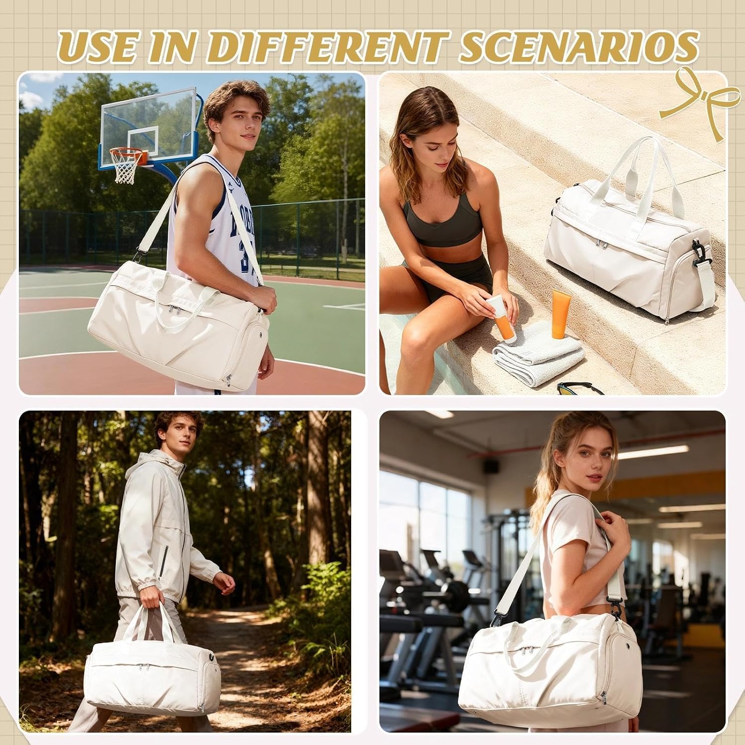 Thumbnail 5 de HYC00 sports gym bag 28.8L beige