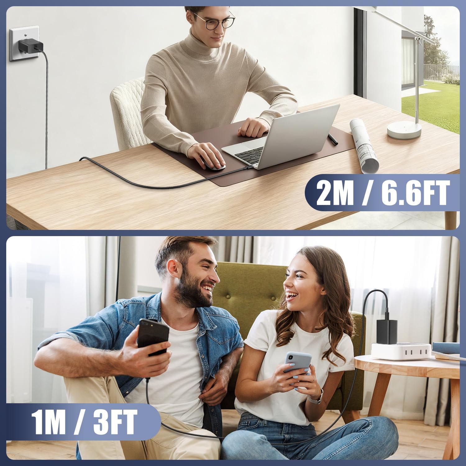 Thumbnail 6 de 45W Samsung Fast Charger USB-C Plug with USB-C Cable (1m + 2m) – 2-Pack Black