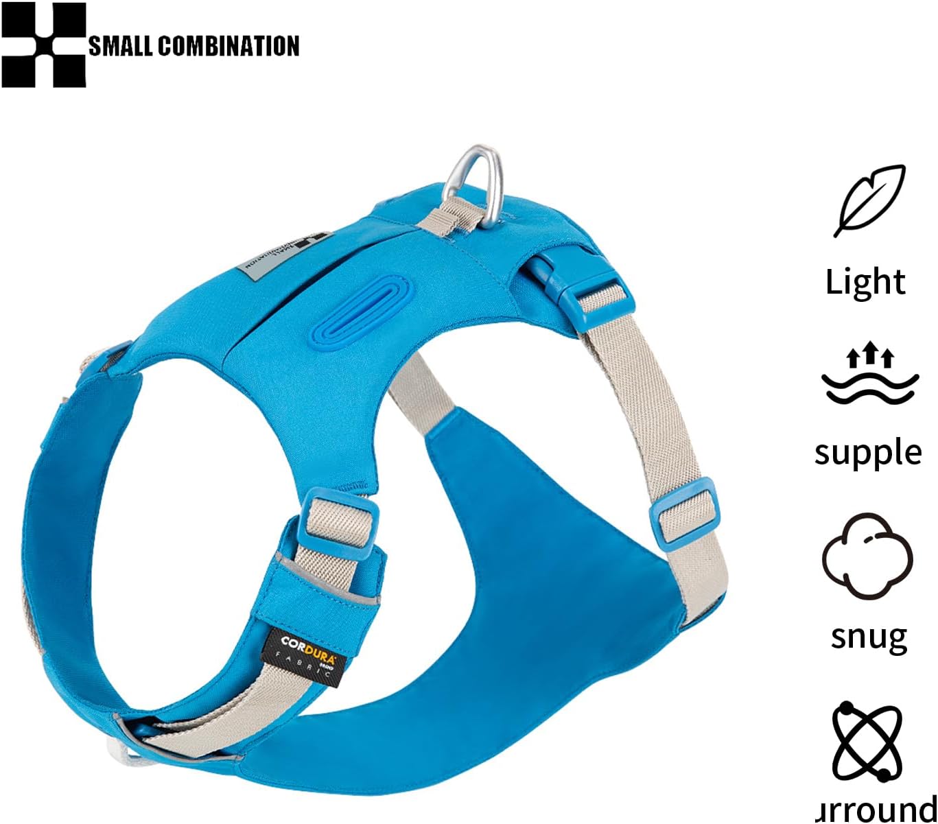 Detalle 2 de Small Combination Dog Harness with Pocket - Adjustable Turquoise (S)