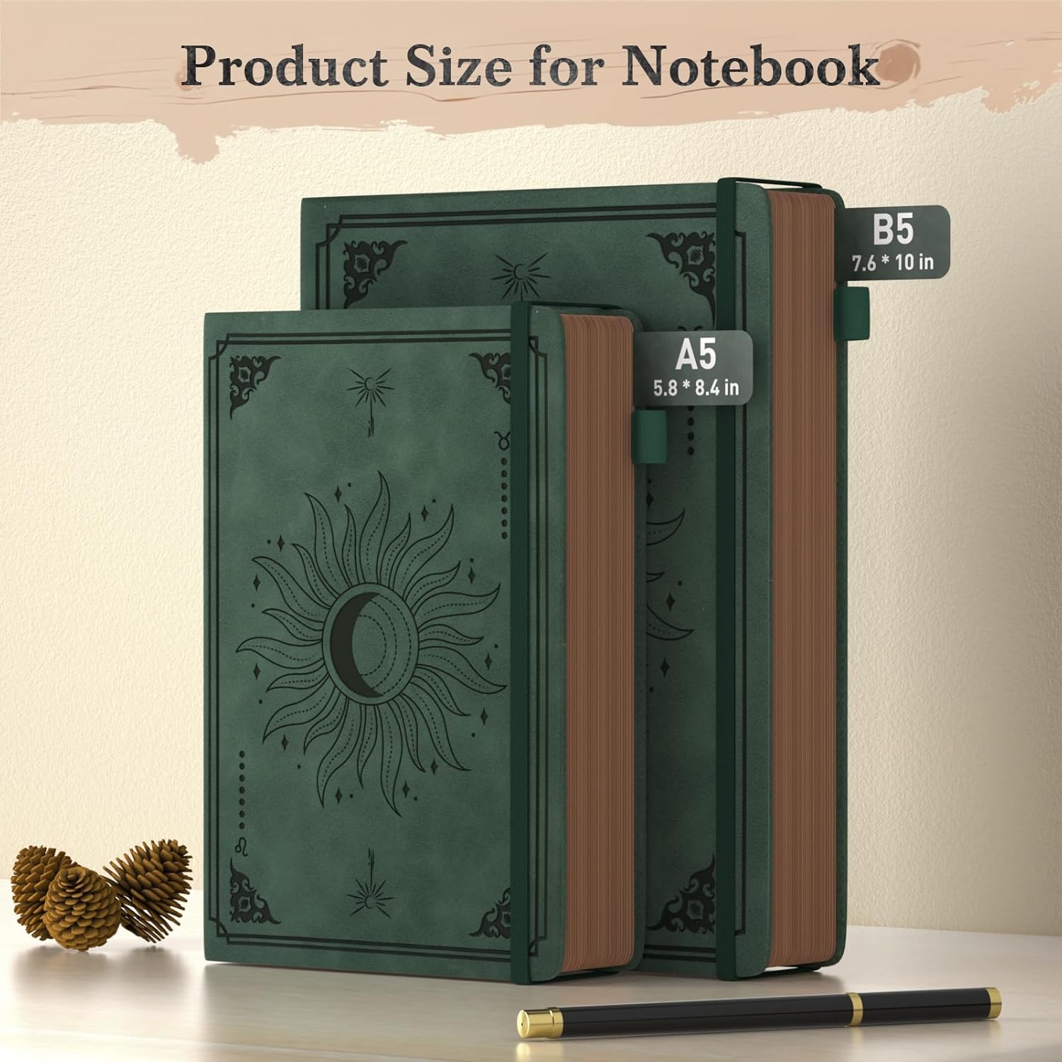 Thumbnail 1 de Smarpau A5 Notizbuch Vintage Hardcover (366 Seiten, 14,5 x 21 cm) – Dunkelgrün