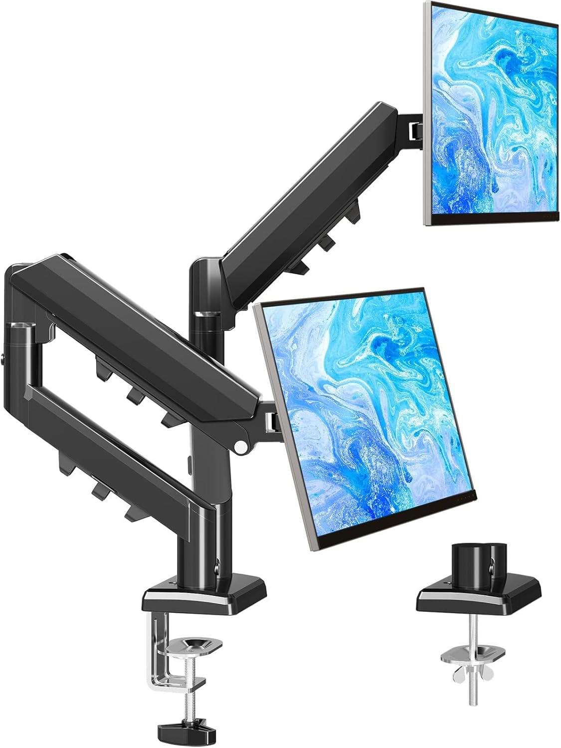 Detalle de MOUNTUP Dual Monitor Halterung für 13–32 Zoll EU8014B – höhenverstellbar, neigbar, schwenkbar (VESA 75/100)