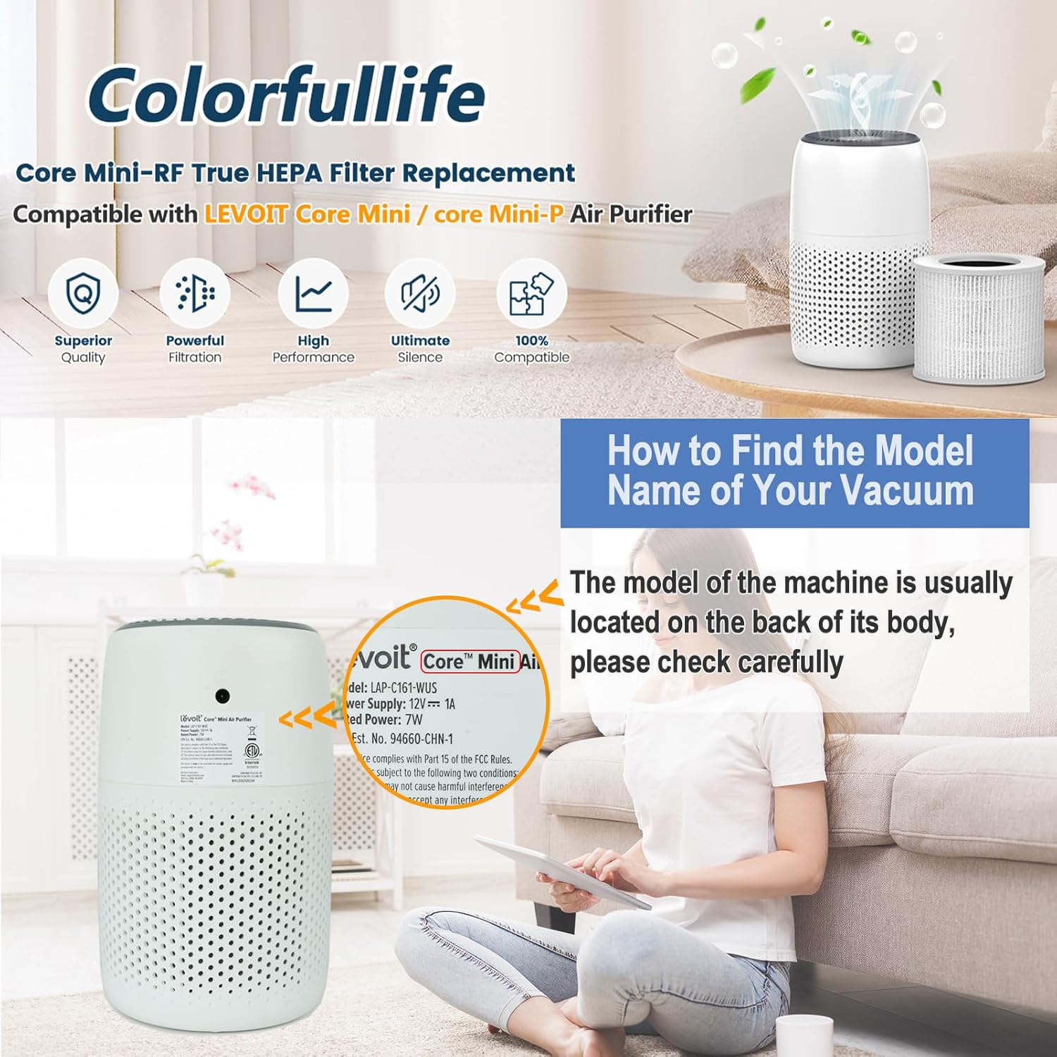 Detalle de LEVOIT Core Mini H13 HEPA Filter 2-Pack