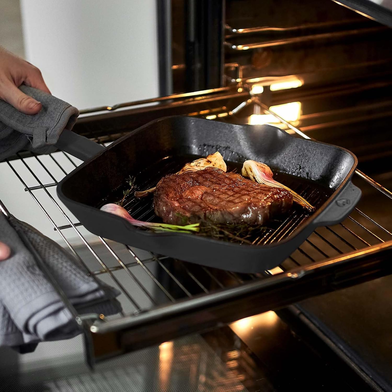 Thumbnail 4 de Springlane Kitchen Cast Iron Grill Pan, enamelled, 20 x 20 cm, Anthracite