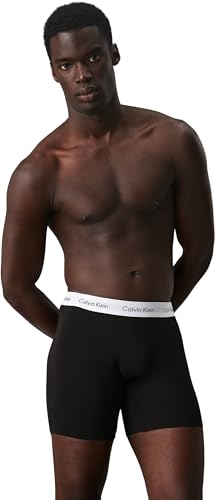 Detalle de Calvin Klein Boxers Longs Lot de 3 – Homme Boxer Brief Stretch, Noir, Taille M