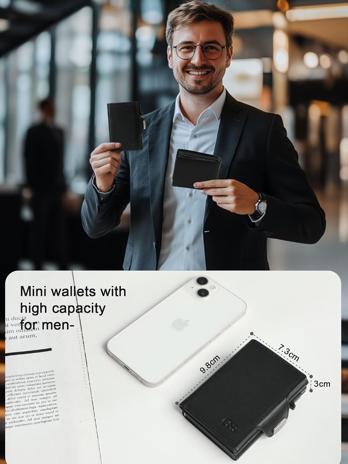 Detalle de GSG SINCE 1998 Leather RFID Blocking Pop Up Card Holder Slim Wallet