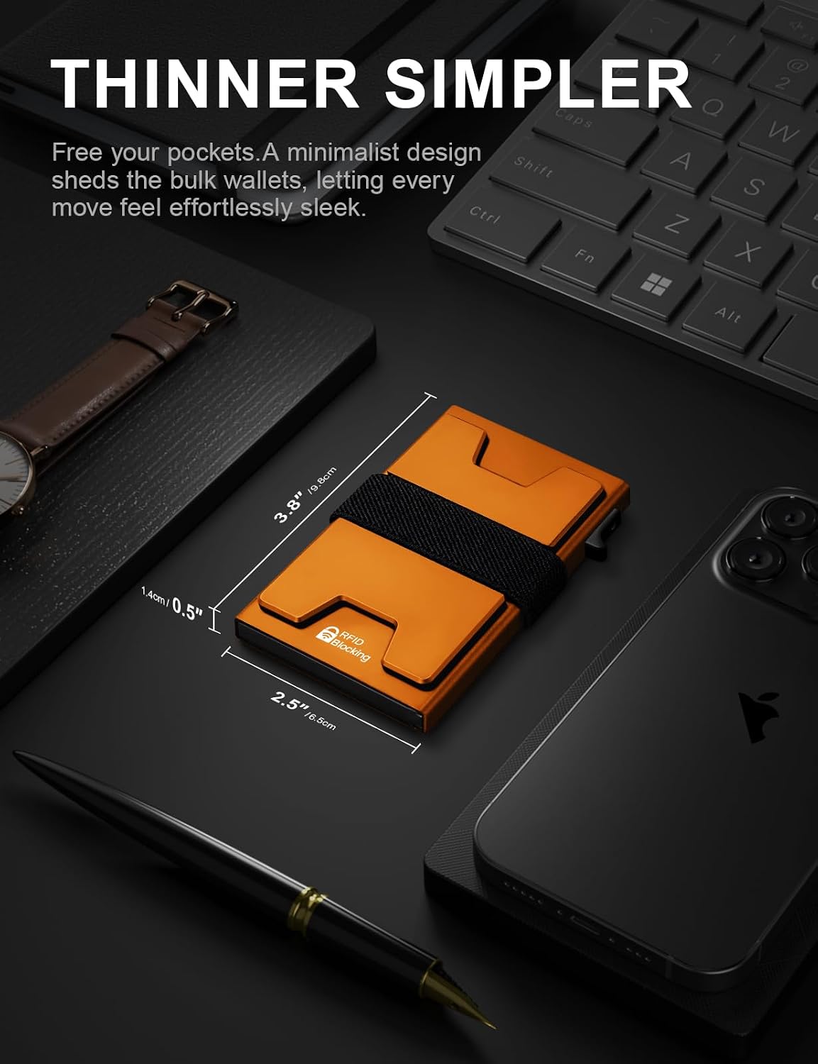 Detalle de LXMY Kartenetui Herren – Slim Aluminium Geldbörse mit RFID-Schutz