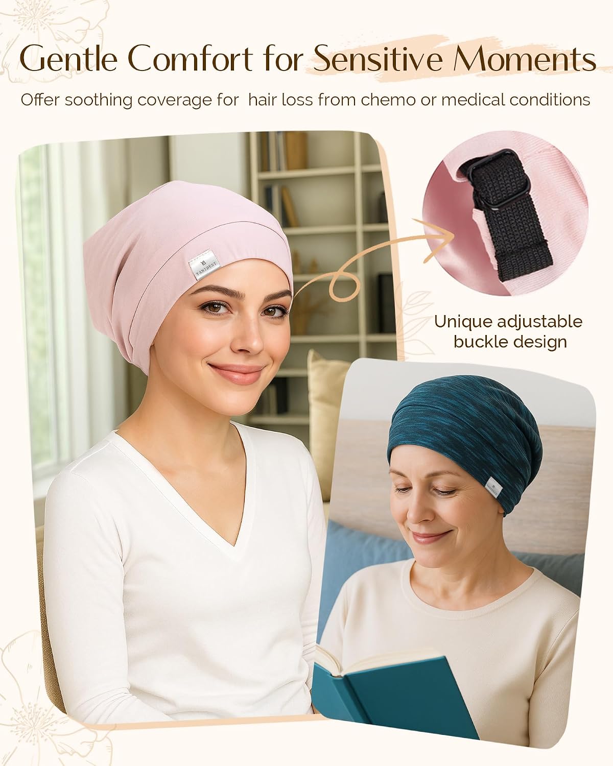 Thumbnail 6 de YANIBEST Silk Satin Bonnet Adjustable Sleep Cap for Curly Hair