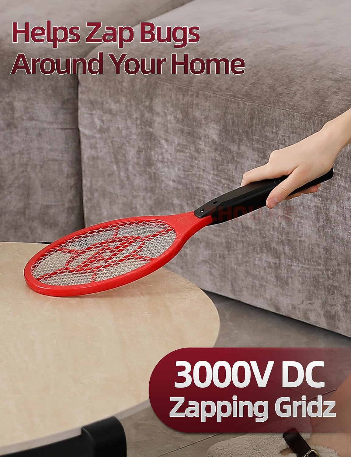 Detalle de Electric Fly Swatter 2 Pack (Red & Blue) — Battery Powered Bug Zapper Racket