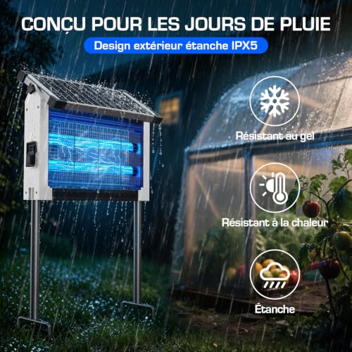 Detalle de Dnenellr Lampe Anti Moustique Extérieur Solaire, Étanche IPX5 (Blanc) – Design autonome et efficace