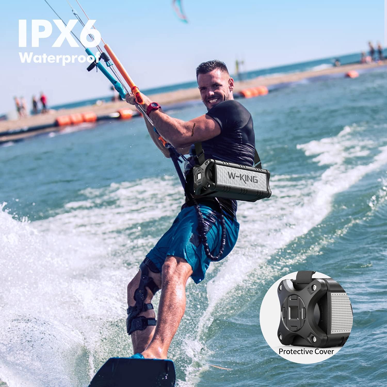 Thumbnail 3 de W-KING 90W Picco Cassa Bluetooth: potenza, resistenza IPX6 e soundstage stereo 100W