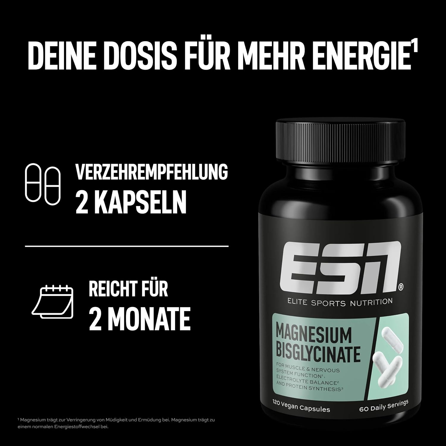 Thumbnail 5 de ESN Magnesium Caps 120 Kapseln – 194 mg Tagesportion 💊