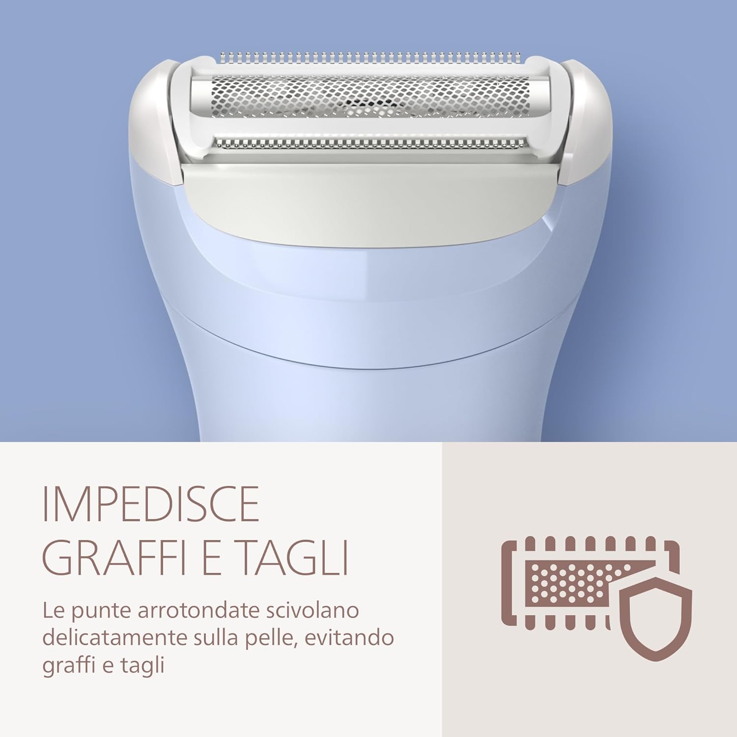 Detalle de Philips Lady Shaver Serie 6000 BRL127/00: rasoio senza filo Wet & Dry con sistema a 3 lame per corpo e gambe