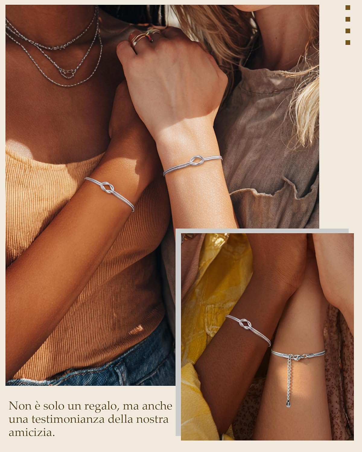 Detalle de J.Fée 2Pcs Bracciale Amicizia Maestra - Bracciali Nodo in Argento 925, Regolabili, Confezione regalo