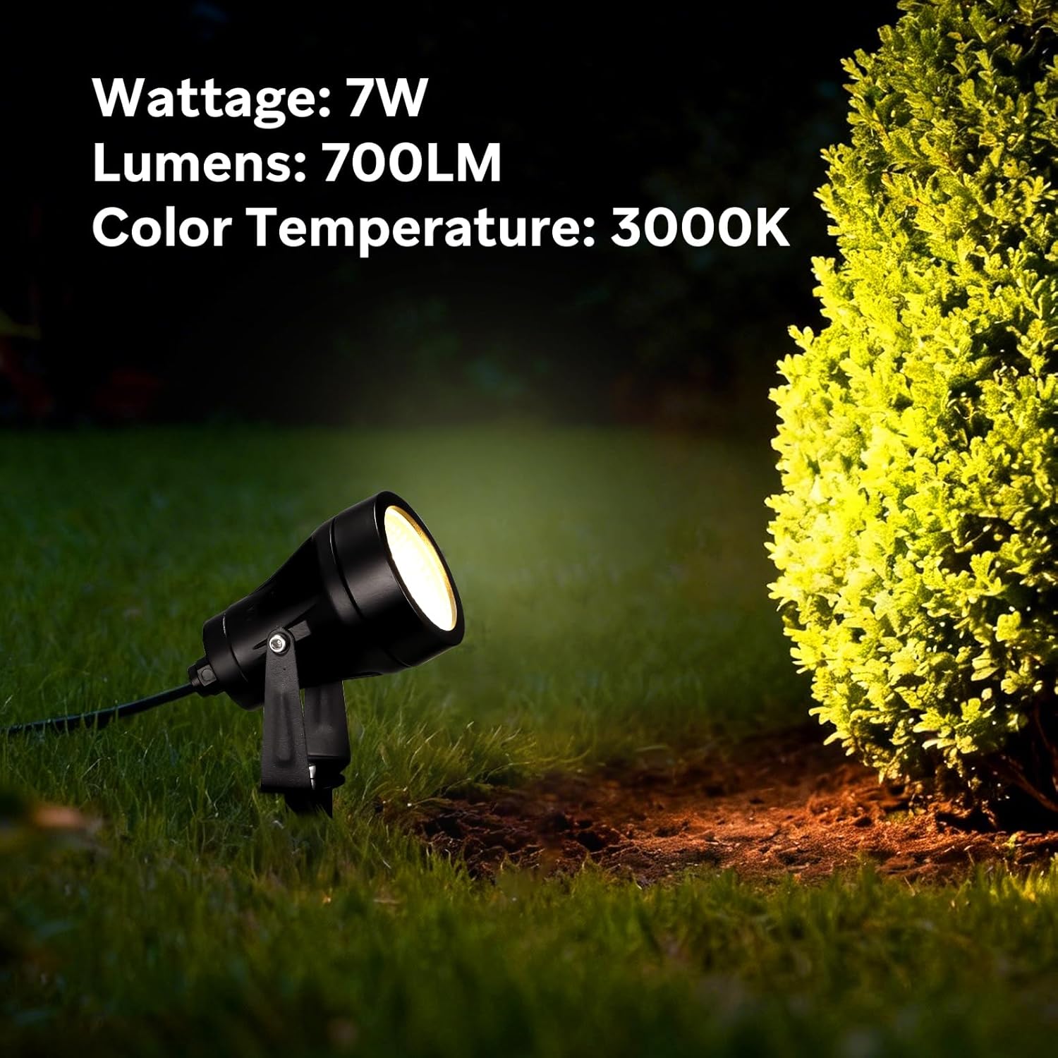 Thumbnail 5 de 2 Faretti da Giardino con Picchetto di Alimentazione 7W LED, IP65, 700LM, 220V – 2 pezzi