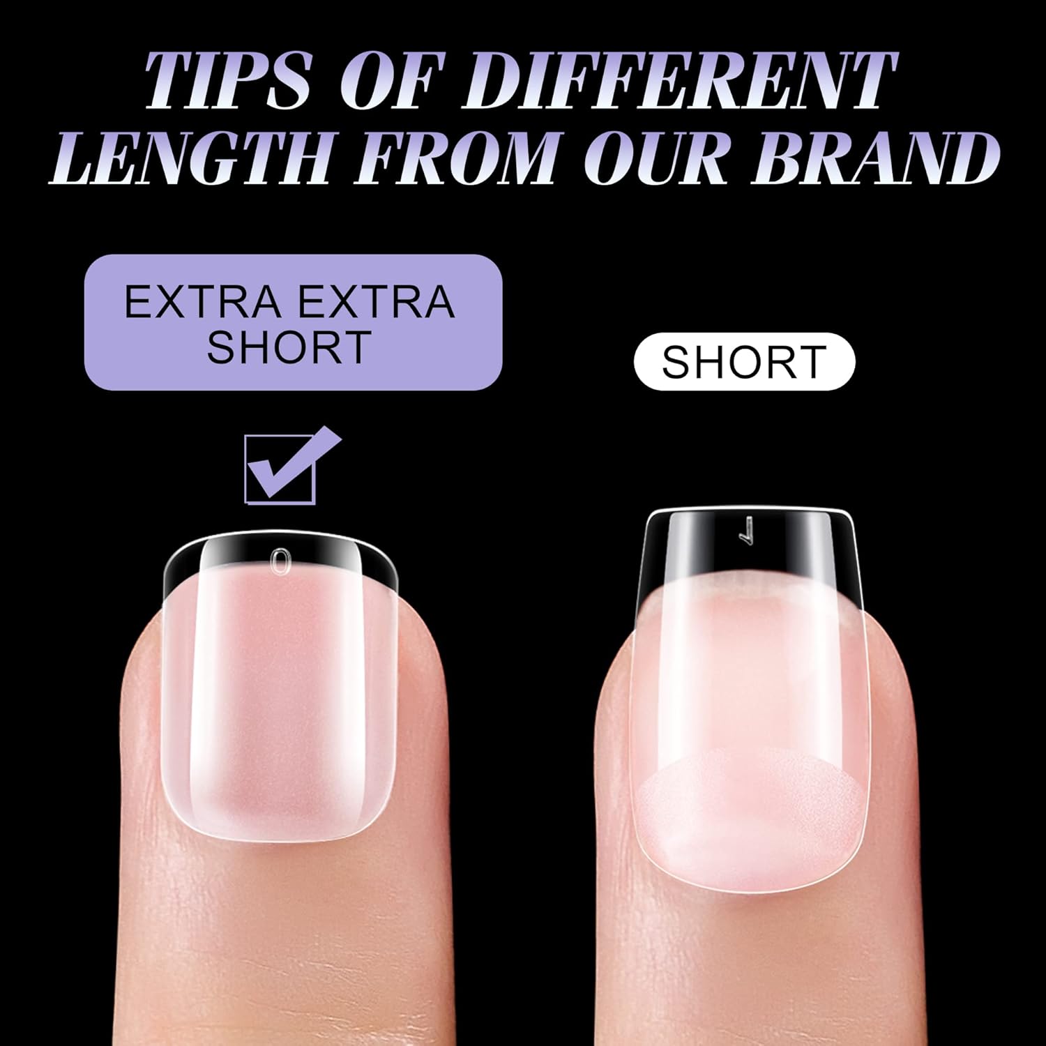 Detalle 2 de Gelike ec Extra Kurze Quadrat Nagel Tips (Soft Gel Full Cover) – XXS Short Square, 240 Stück in 12 Größen