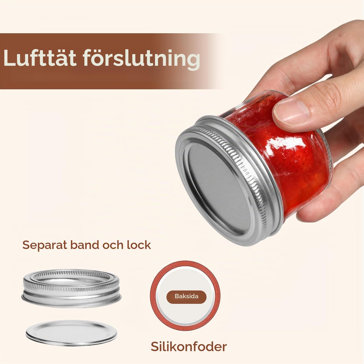 Detalle de ComSaf glasburkar 120 ml med tvådelade skruvlock, 16-pack
