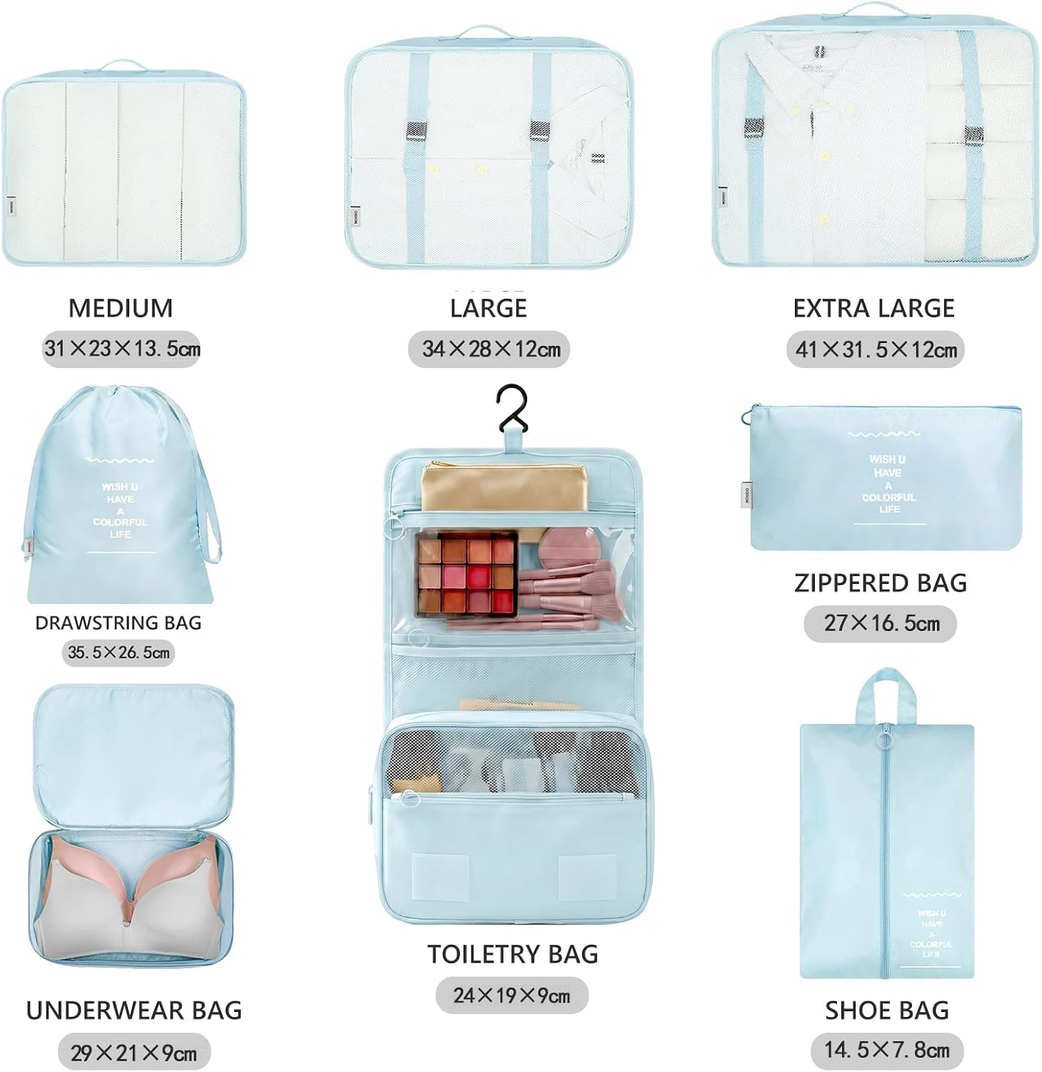 Detalle 2 de MURISE Packwürfel Set 8/6 Teile – Koffer‑Organizer