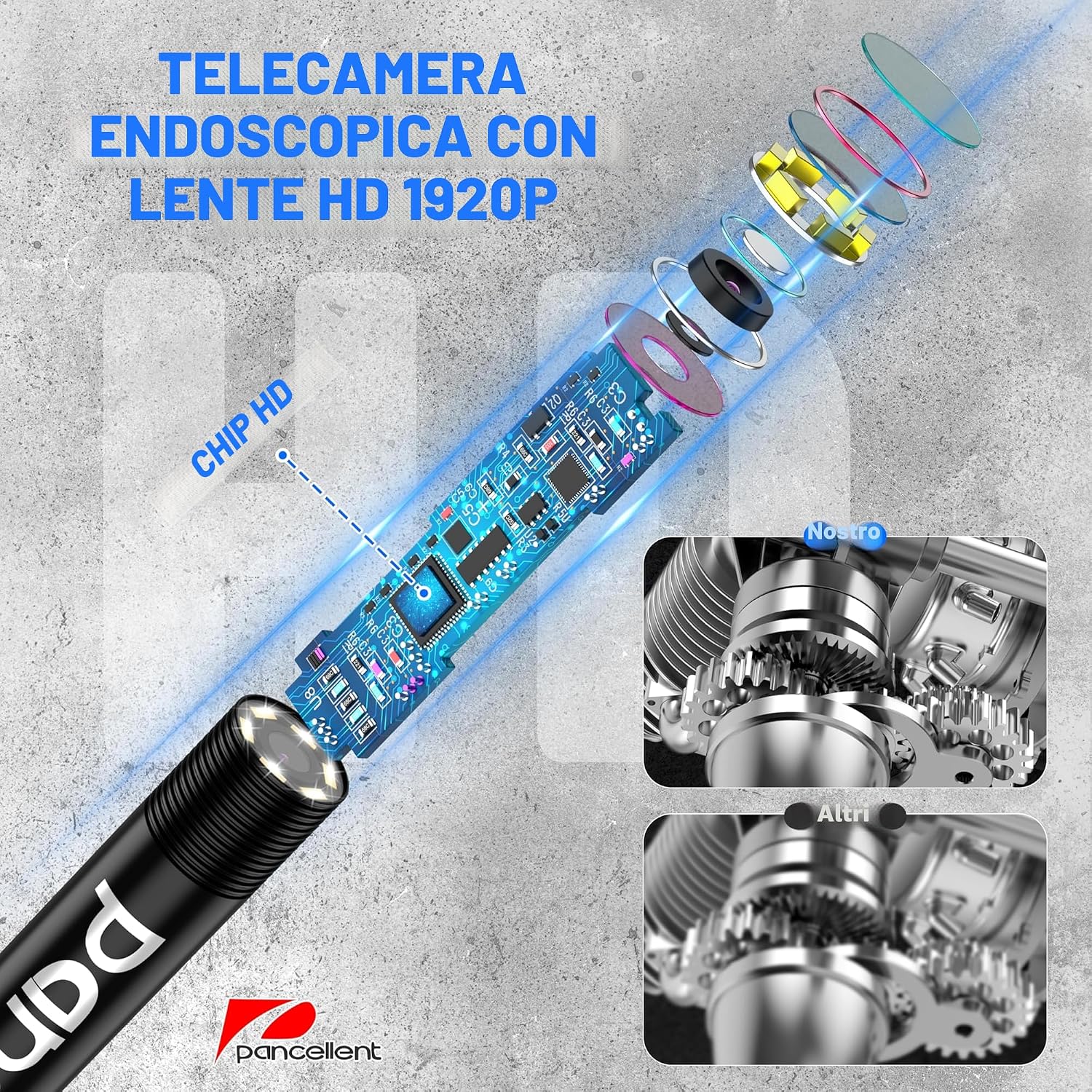 Detalle de Pancellent Endoscopio 5,5 mm 1920P Snake con 6 LED per smartphone Android/iOS