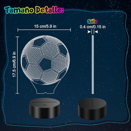 Thumbnail 7 de Linkax Luz Nocturna 3D Fútbol Infantil: Ilusión Óptica, 16 Colores y Control Remoto