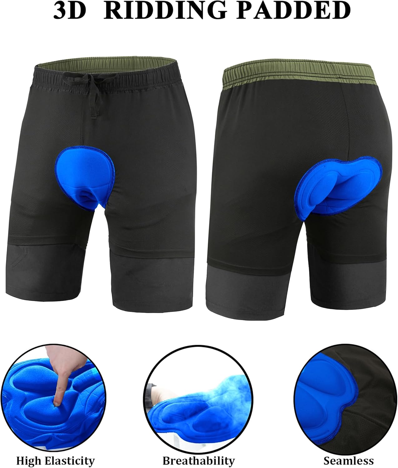 Thumbnail 2 de Men's Mountain Bike Shorts 3D Padded Baggy Bicycle Riding Cycling Shorts