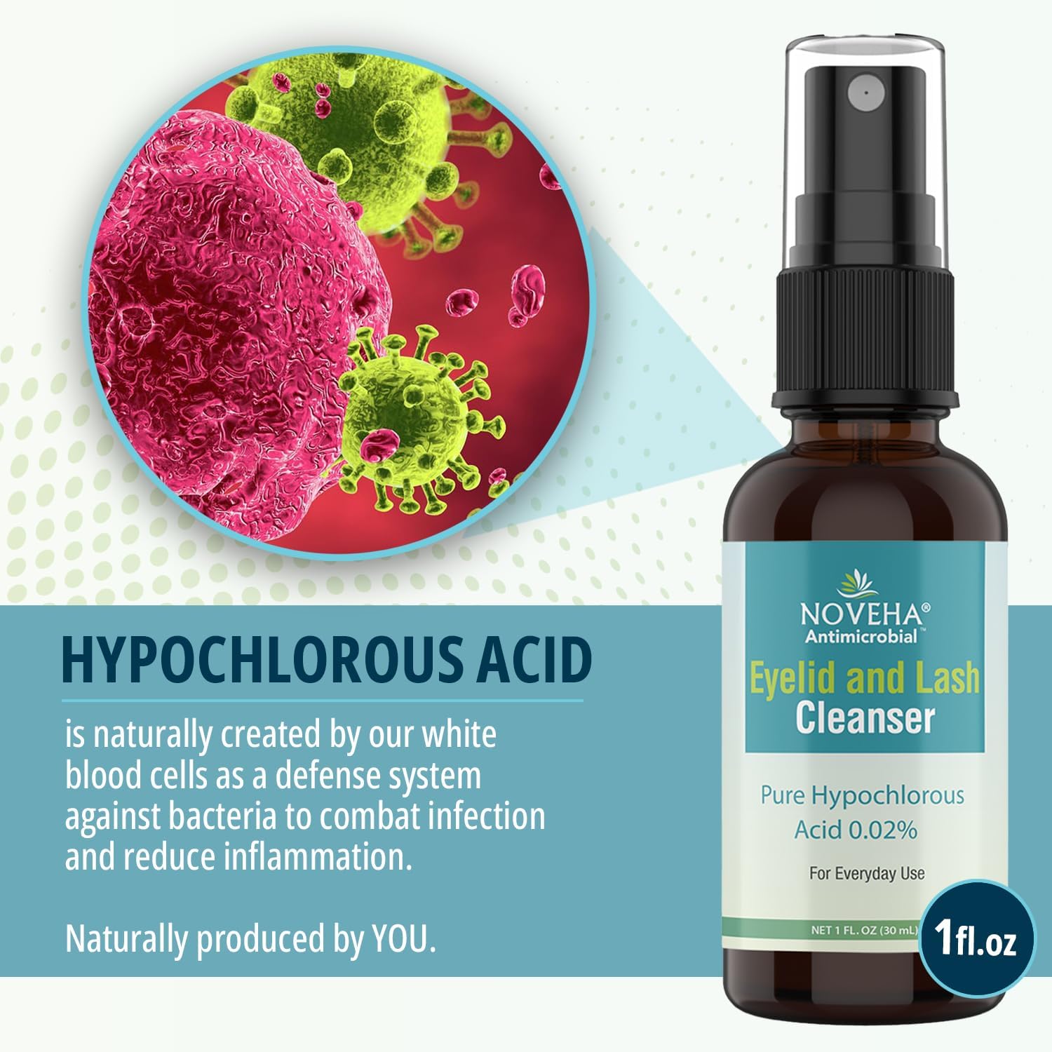 Thumbnail 1 de NOVEHA Eyelid Cleanser Hypochlorous Acid Eyelid Spray (1oz, 3-Pack) for Stye & Dry Eye Relief