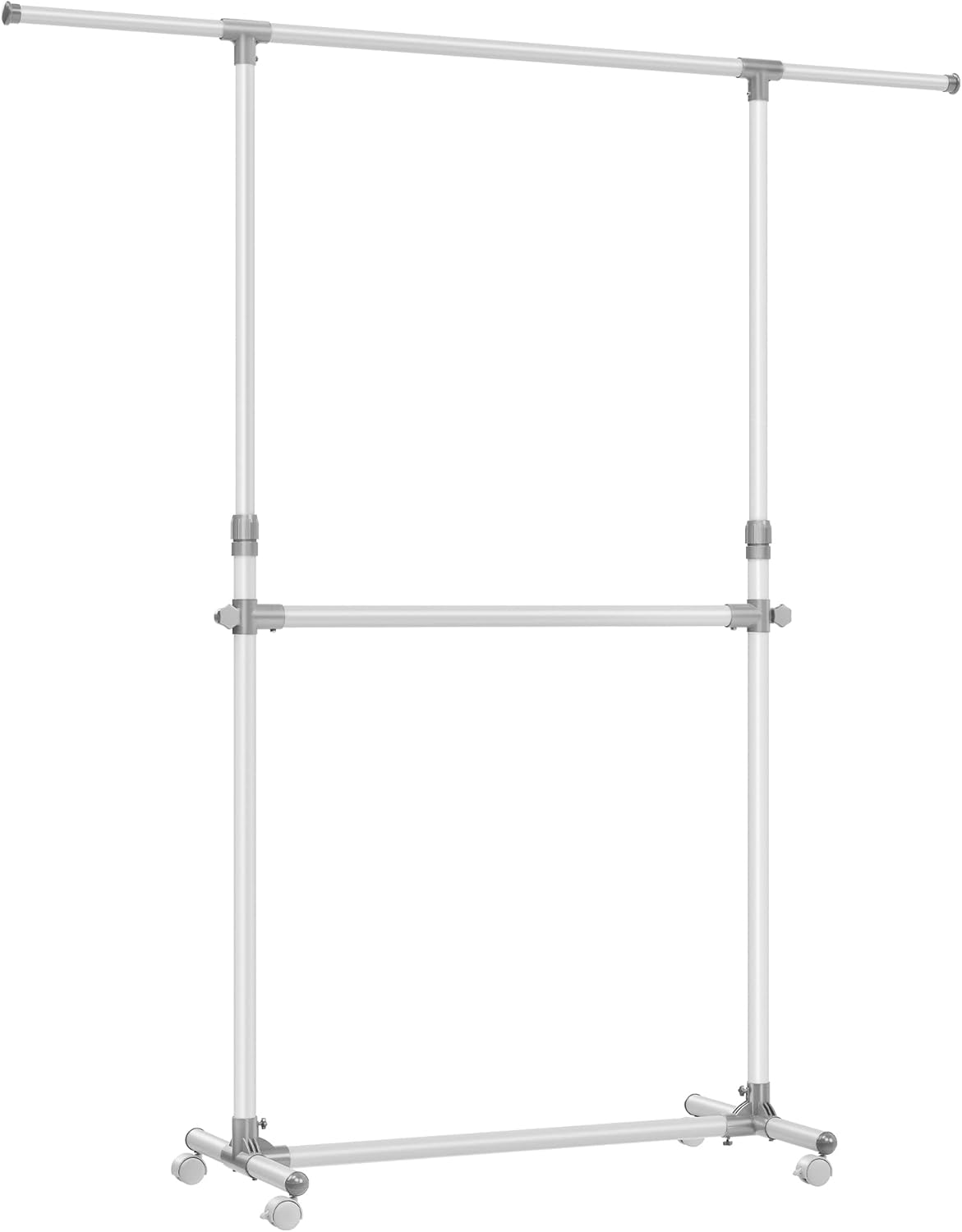 Detalle de SONGMICS Double Clothes Rail LLR401W01 review: practical, mobile garment storage with extendable top rail