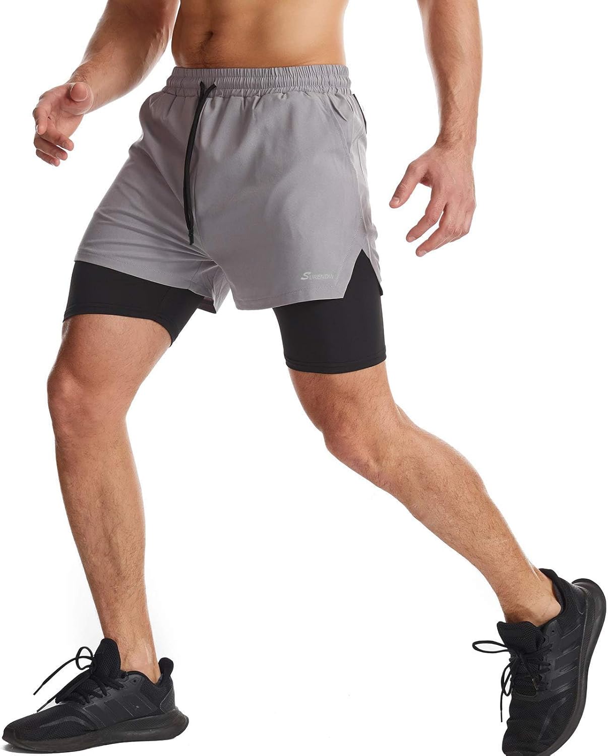 Detalle de Surenow Mens 2-in-1 Running Shorts with Liner