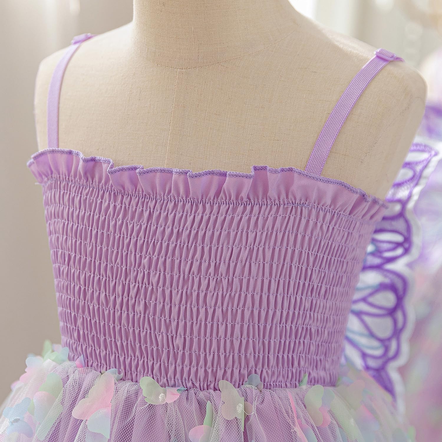 Thumbnail 3 de NNJXD Baby Girl Rainbow Tulle Dress: Fairy Butterfly Party Outfit for Toddlers